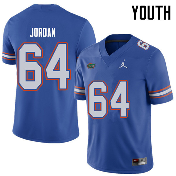 Jordan Brand Youth #64 Tyler Jordan Florida Gators College Football Jerseys Sale-Royal